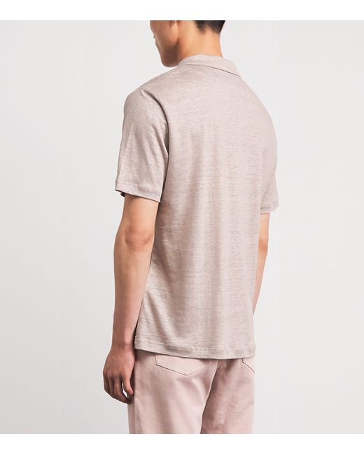 Eleventy Pink Linen Polo Shirt for men