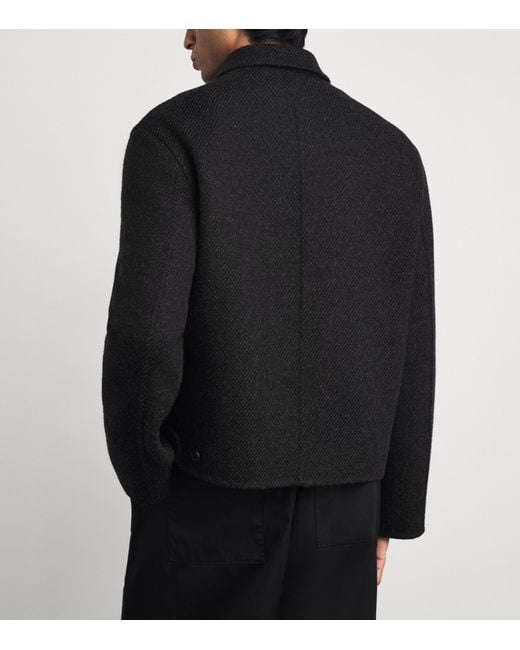 Jil Sander Black Virgin Wool Bomber Jacket for men