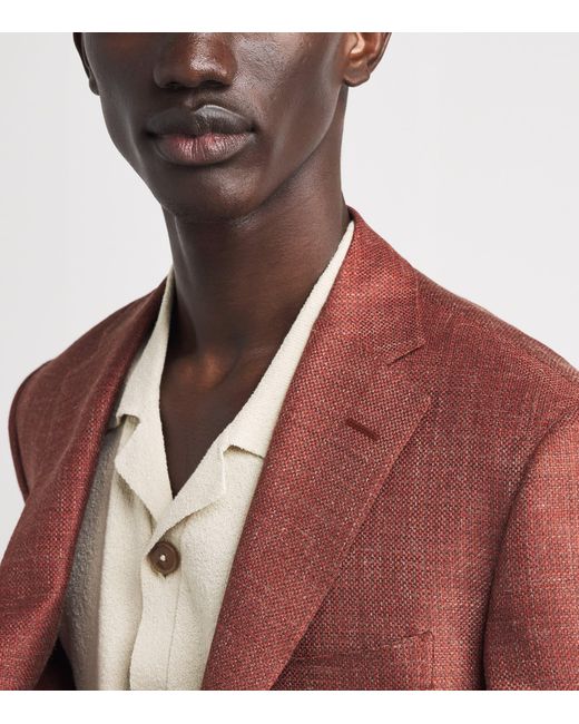Corneliani Red Virgin Wool-Silk-Linen Blazer for men