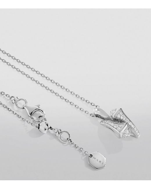 Marli New York White And Diamond Cleo Huggie Pendant Necklace