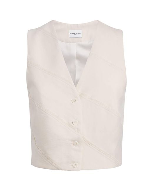 Claudie Pierlot White Lace-Trim Waistcoat