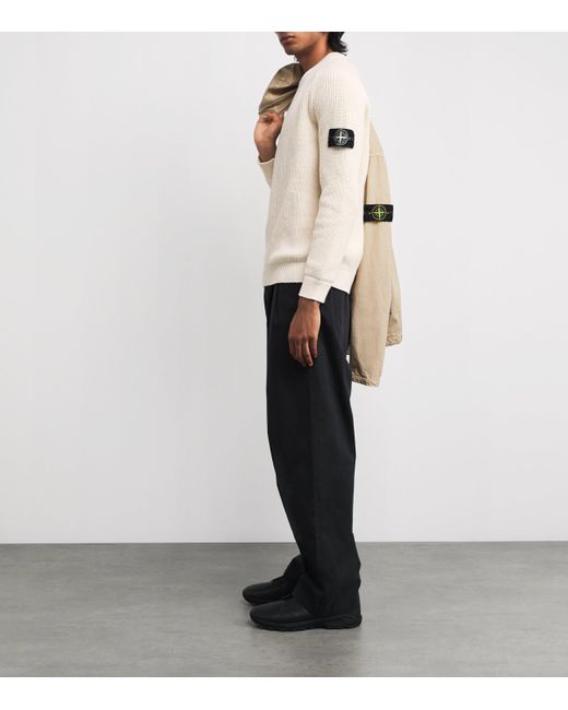 Stone Island White Recycled Cotton Crew-Neck Sweater for men
