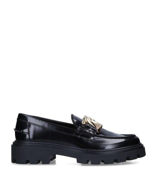 Tod's Black Leather Lug-Sole Loafers