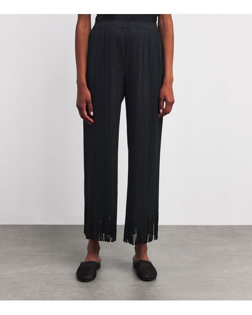 Pleats Please Issey Miyake Black Wave Wide-Leg Trousers