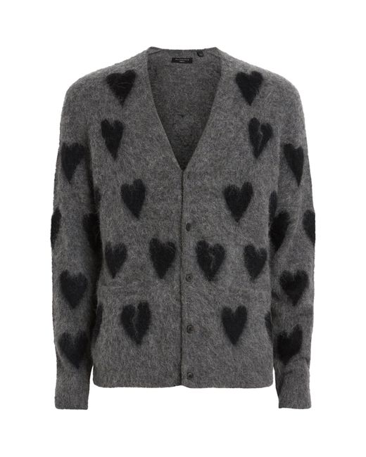 AllSaints Gray Wool-alpaca-blend Amore Cardigan for men