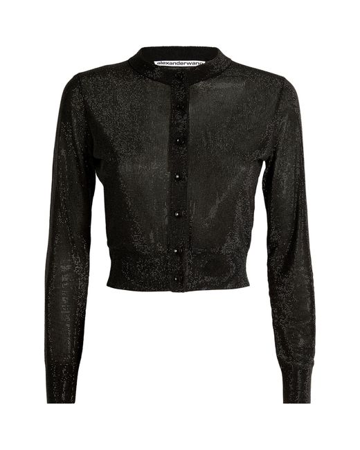 Alexander Wang Black Cropped Hotfix Cardigan