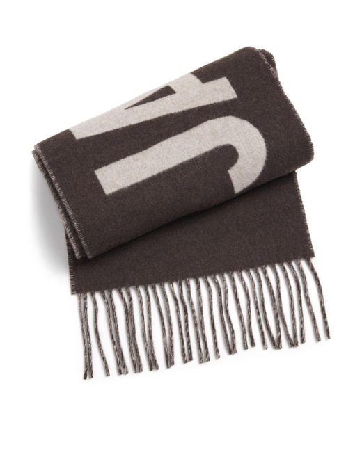Jacquemus Brown Virgin Wool Logo Scarf for men