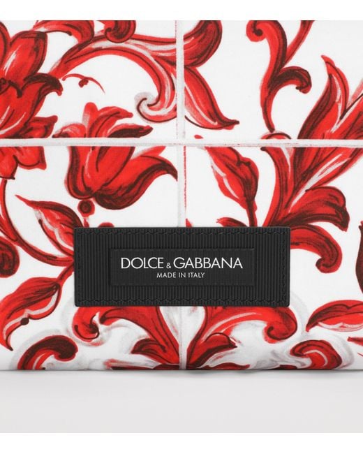 Dolce & Gabbana Red Majolica Print Messenger Bag for men