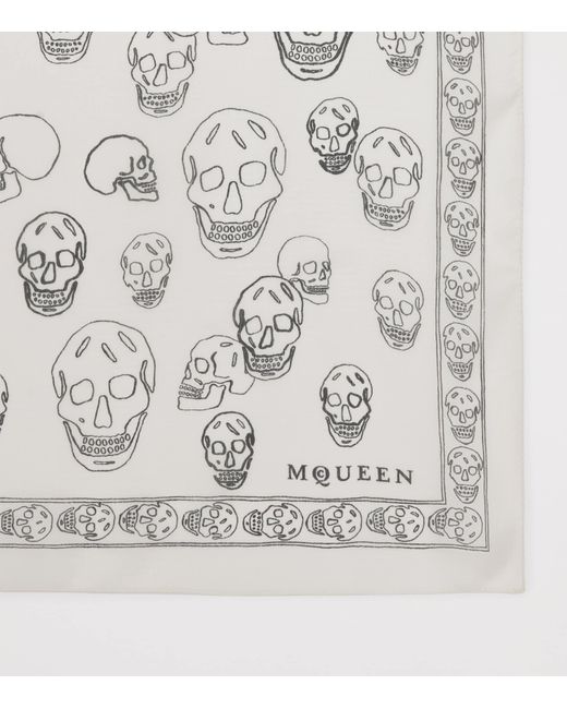 McQueen Metallic Silk Painted Skull Scarf
