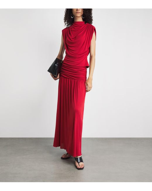 RETORI Red Draped Maxi Skirt