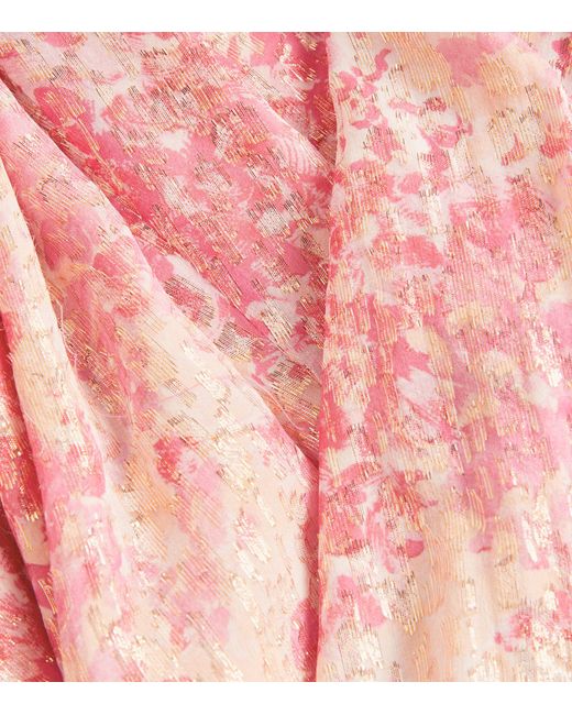 MAX&Co. Pink Silk-blend Metallic Printed Dress