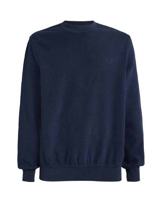 Barbour Blue Cotton Logo-Embroidered Diamond Sweater for men