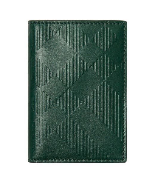 Burberry Green Leather Check Folding Card Holder for men