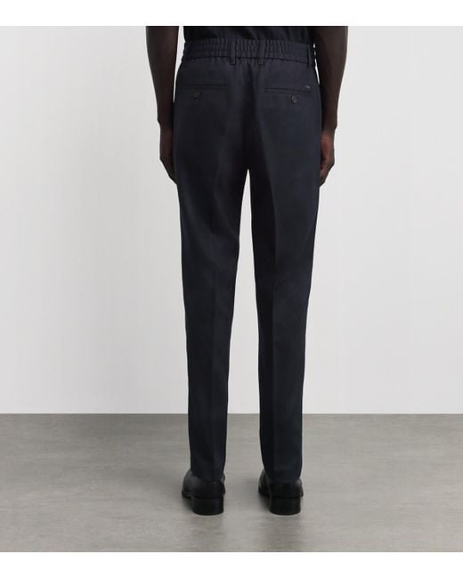 Emporio Armani Blue Stretch-Virgin Wool Trousers for men