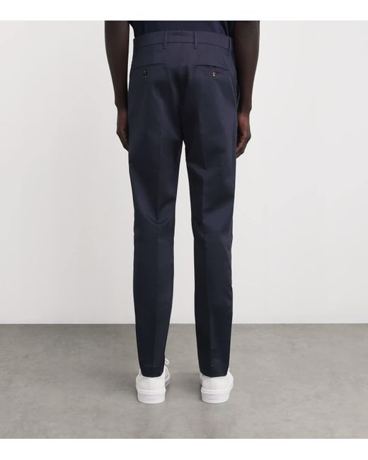 Pal Zileri Blue Cotton Stretch Slim-Fit Chinos for men
