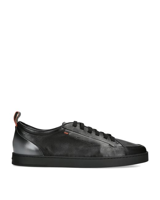 Santoni Black Leather Montecarlo Sneakers for men