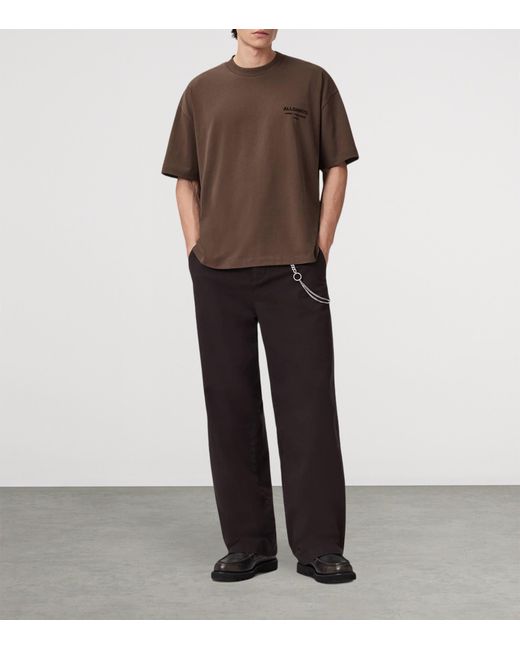 AllSaints Brown Organic Cotton Xander Oversized T-Shirt for men