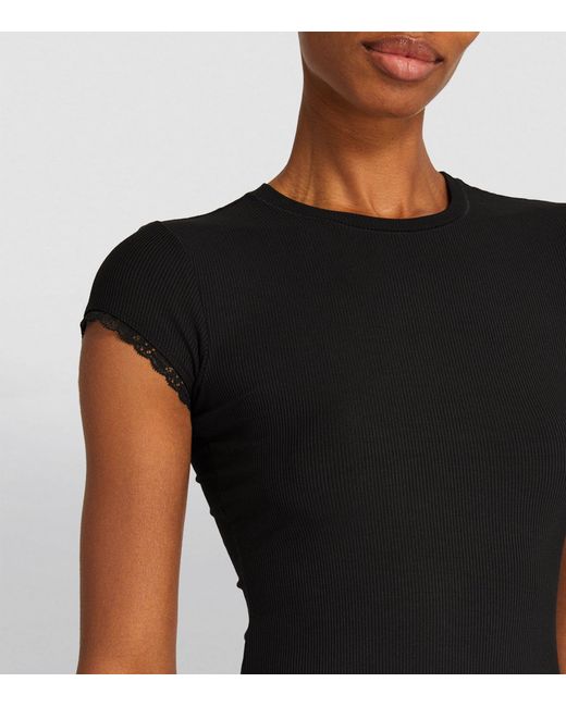 Skims Black Soft Lounge Lace-trim T-shirt
