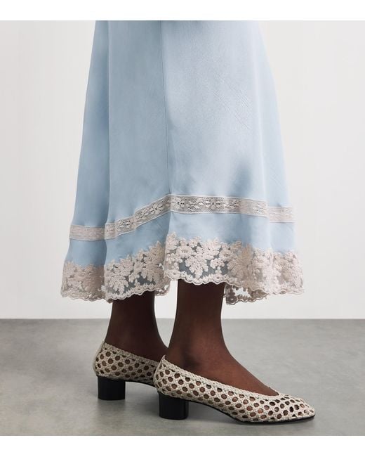 Rixo Blue Lace-Trim Costanza Maxi Skirt