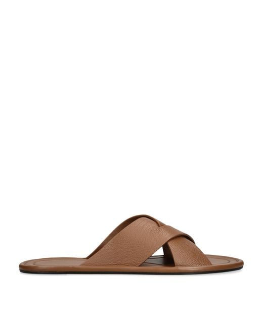 The Row Brown Malick Leather Sandals