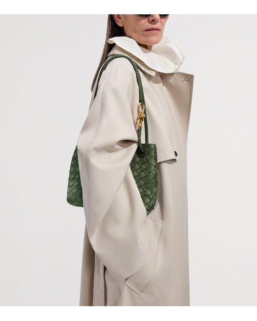 Bottega Veneta Green Small Suede Andiamo Top-Handle Bag