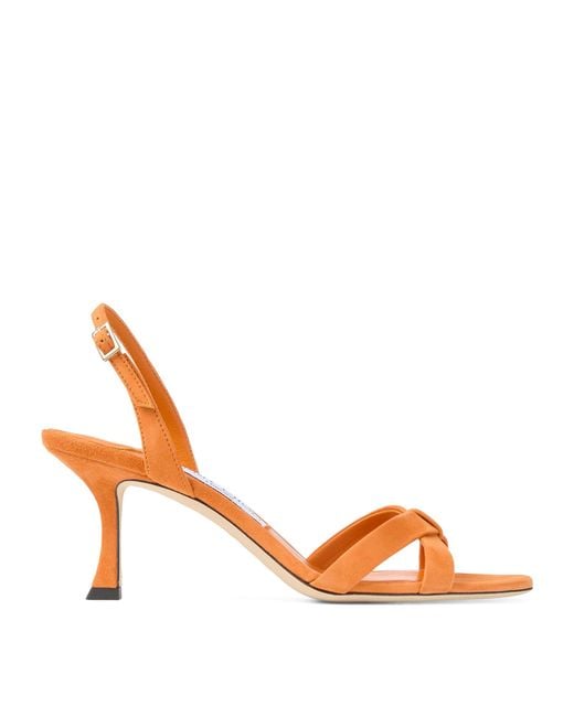 Jimmy Choo Orange Elsy 70 Leather Heeled Sandals
