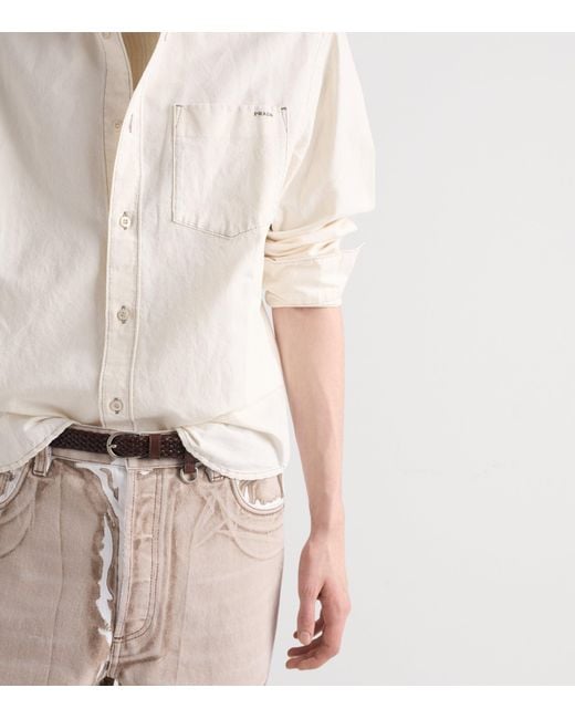 Prada White Chambray Button-Down Shirt for men
