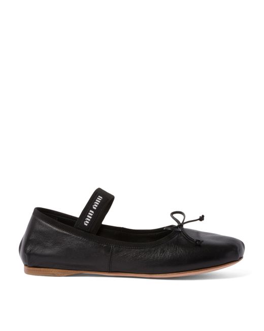 Miu Miu Black Leather Ballet Flats