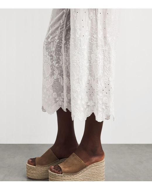 Alice + Olivia White Cotton Elba Wide-Leg Trousers