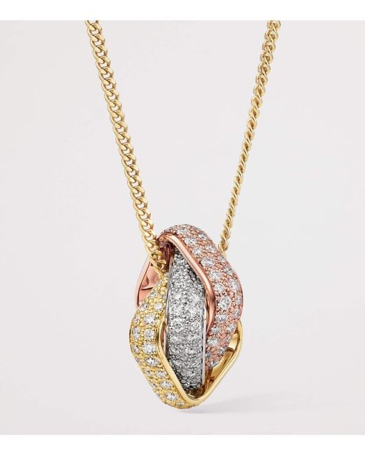 Cartier Metallic Mixed And Diamond Trinity Box Necklace