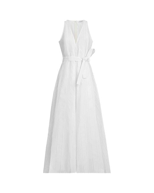 Brunello Cucinelli White Techno Cotton Broderie Anglaise Maxi Dress