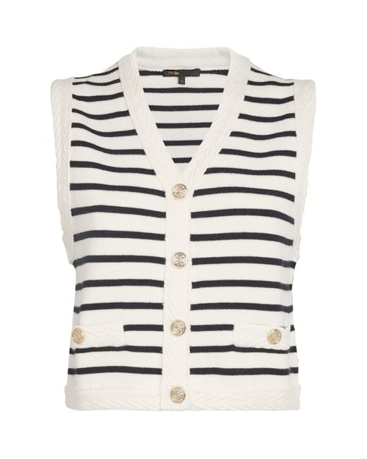 Maje Blue Striped Knit Vest