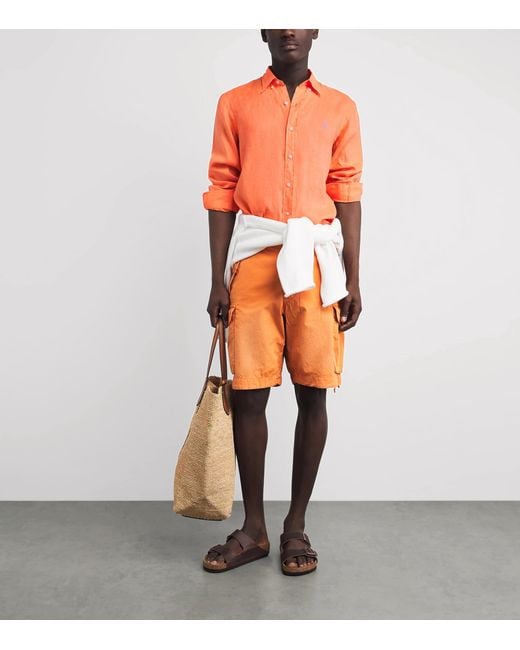 Polo Ralph Lauren Orange Linen Custom-Fit Polo Pony Shirt for men