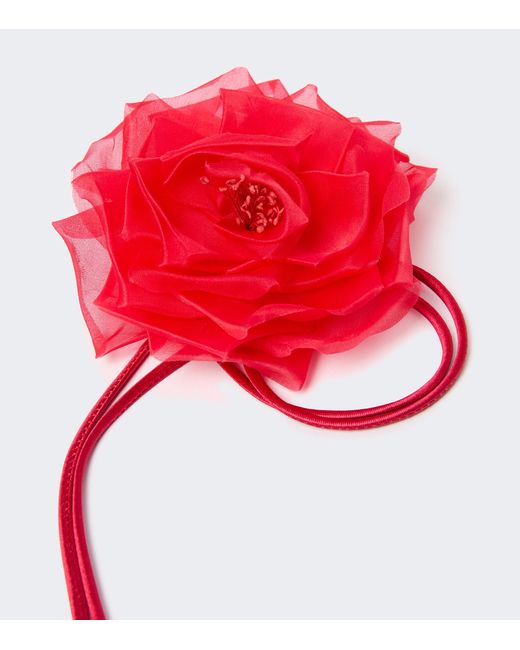 Max Mara Red Silk Flower Hair Clip
