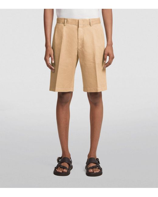 Zegna Natural Cotton-linen Chino Shorts for men