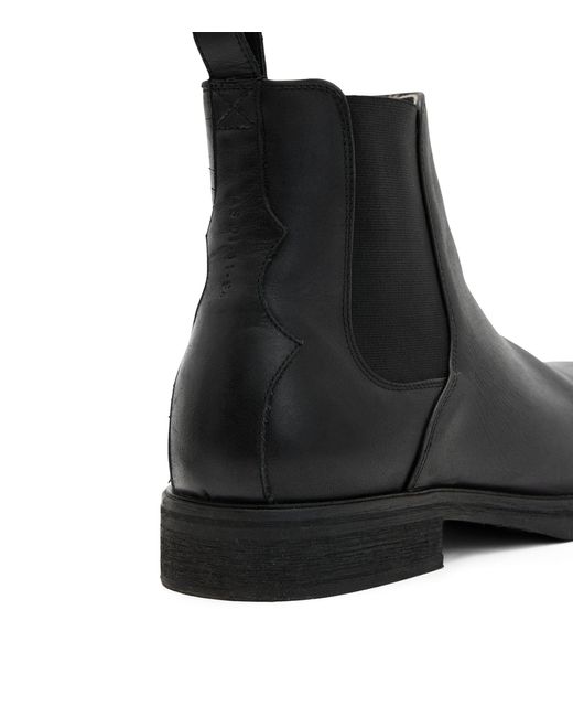 AllSaints Black Leather Creed Chelsea Boots for men