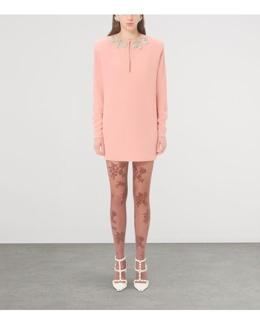 Valentino Pink Silk Bow-Embellished Mini Dress