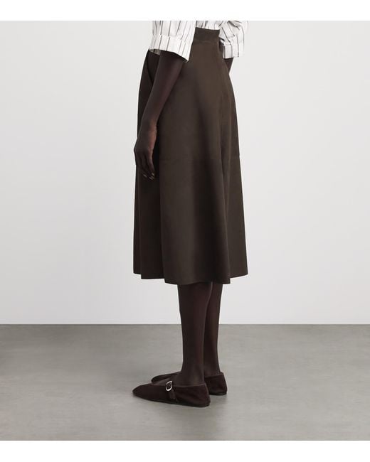 RETORI Brown Suede Straight Midi Skirt