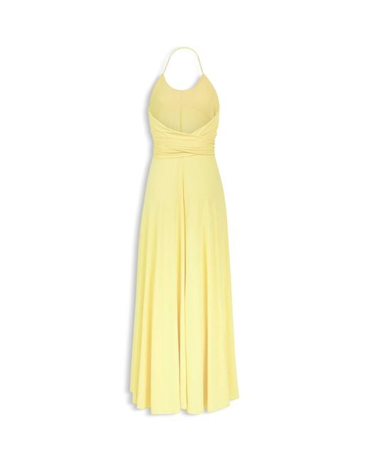 Alaïa Yellow Draped Jersey Halterneck Maxi Dress
