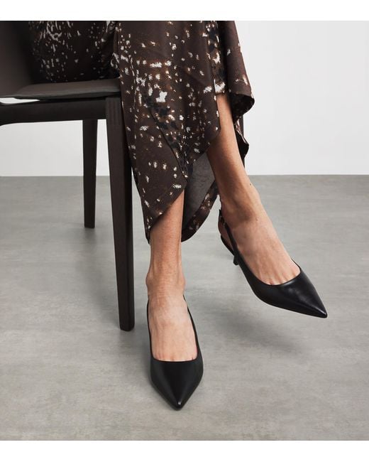 Stuart Weitzman Black Leather Stuart Sculpt Slingback Pumps 50