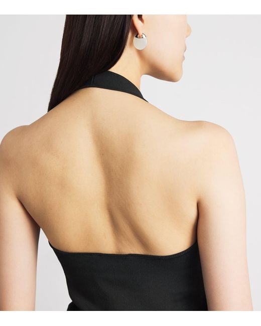 Theory Black Ribbed Halterneck Top