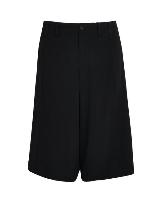 Yohji Yamamoto Black Crepe Chino Shorts for men