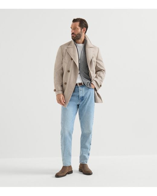 Brunello Cucinelli Gray Cashmere Two-Way Zip Cardigan for men