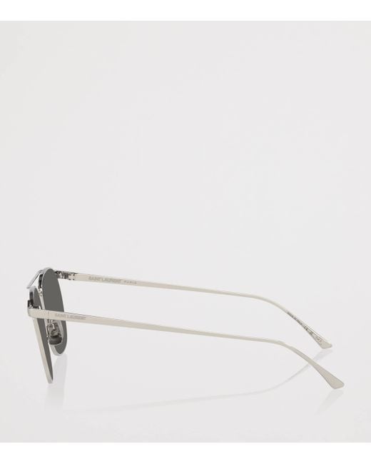 Saint Laurent Gray Metal Pilot Sunglasses for men