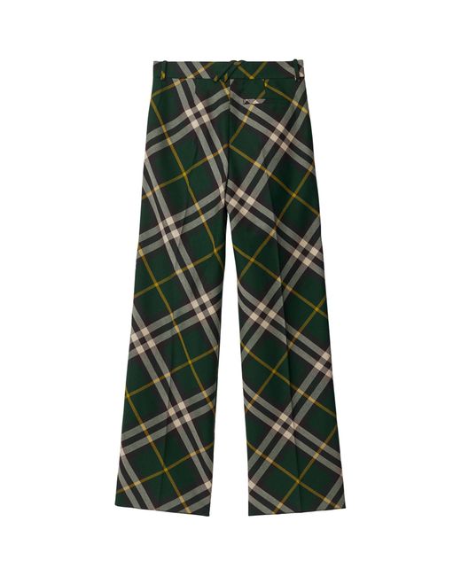 Burberry Green Wool Check Trousers for men