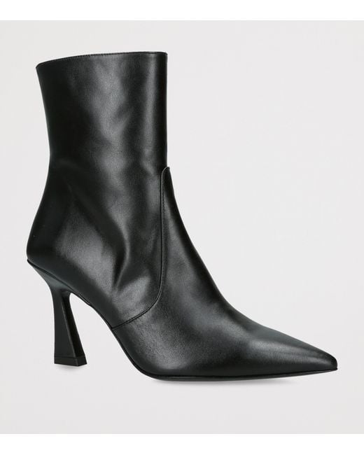 Stuart Weitzman Black Leather Vinnie Ankle Boots 85