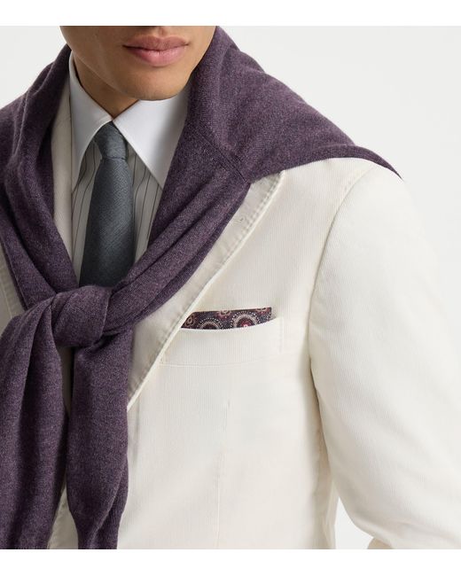 Brunello Cucinelli Purple Silk Pocket Square for men