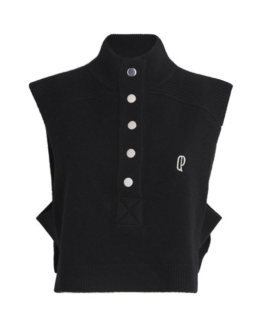 Claudie Pierlot Black Wool Embroidered Sweater Vest