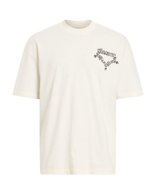 AllSaints White Organic Cotton Drip T-Shirt for men