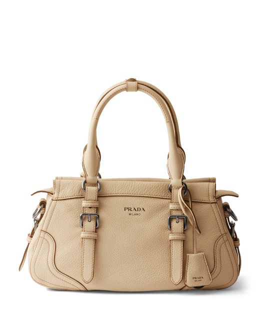 Prada Natural Large Leather Top-Handle Bag